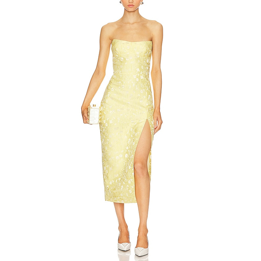 Amanda Uprichard 'Ivy' Yellow Polyester Dress Size S